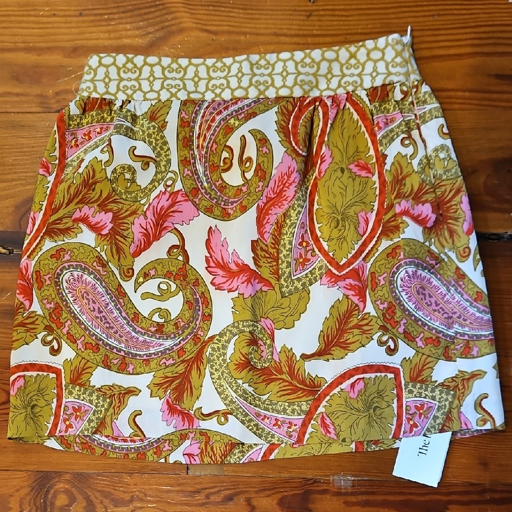 Milly Pink and Orange Smocked Bubble Mini Skirt